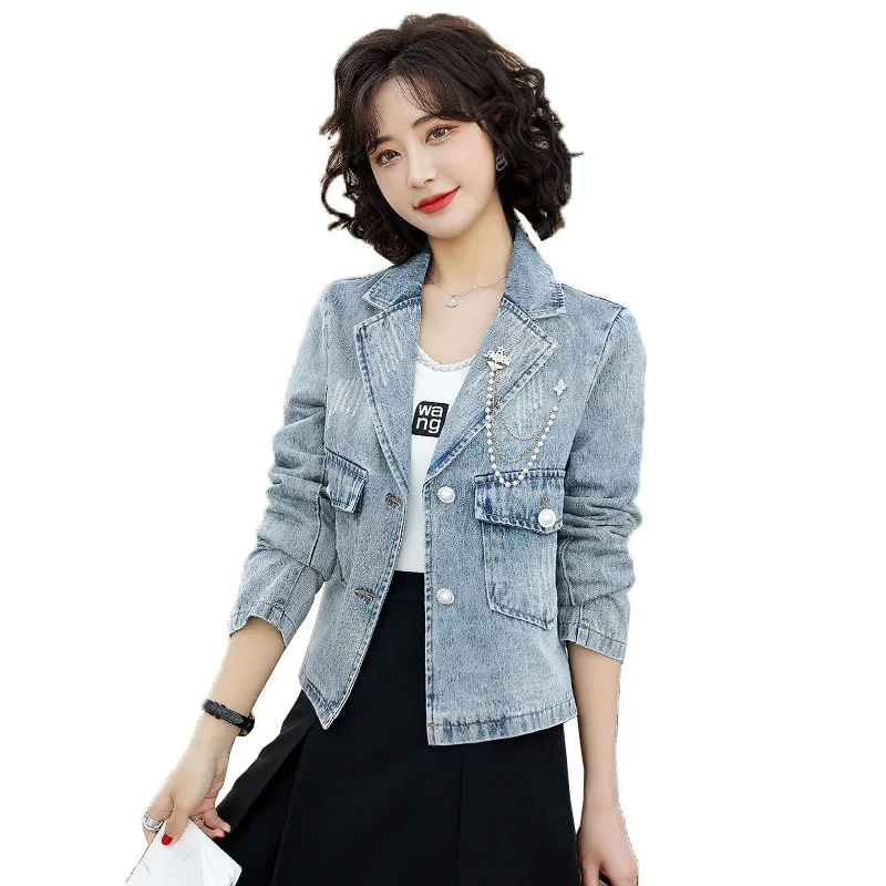 

Women Cowboy Jacket Nice Autumn Denim Coat Short Jeans Jackets Female Casual All-match Tops Women's Jacket Cardigan C
