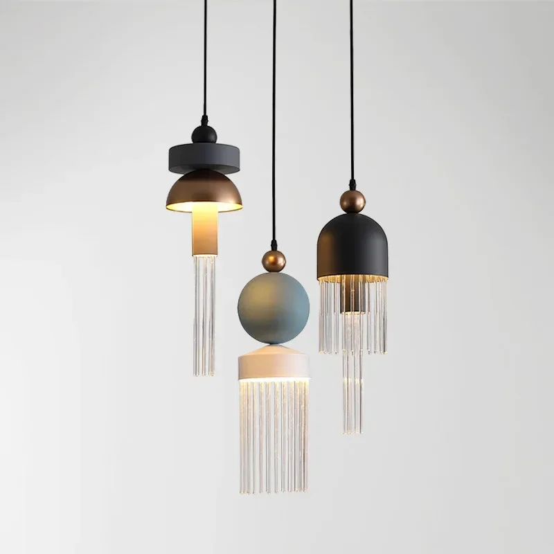 

GHEUVNJ Creative tassel chandelier Nordic minimalist hotel living room bedroom bedside dining room combination light luxury cha
