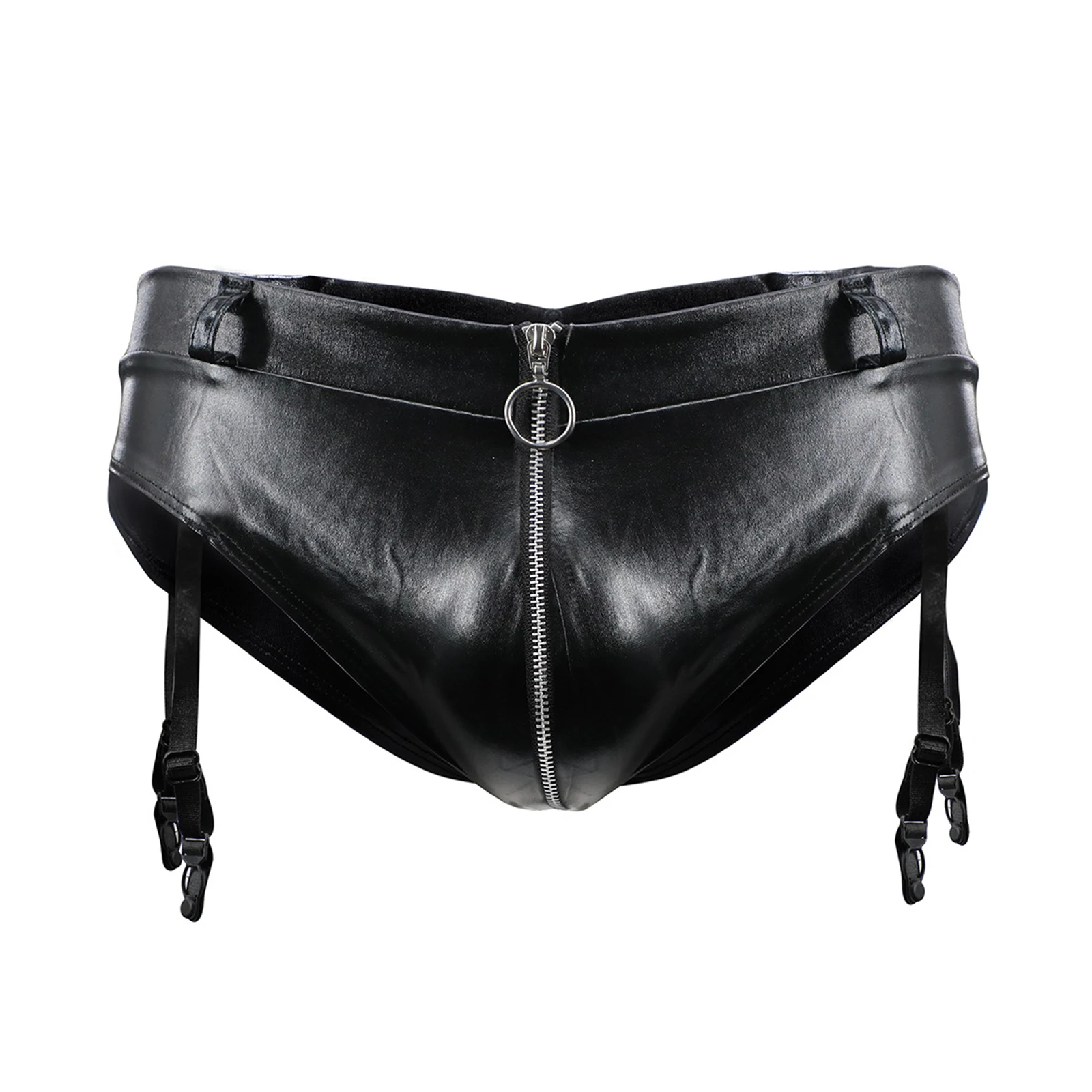 

Mens Lingerie Bulge Crotch Lace Trim Garters Suspender Bikini Underwear Faux Leather G-string Thong T-back Briefs Sissy Panties