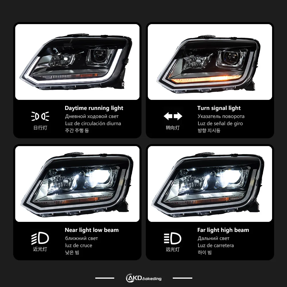

Фары для VW Amarok 2010-2020, автомобильные товары, 12V H7 LED, 2 шт., световые модули AKD, аксессуары для декора автомобиля, фары для Amarok