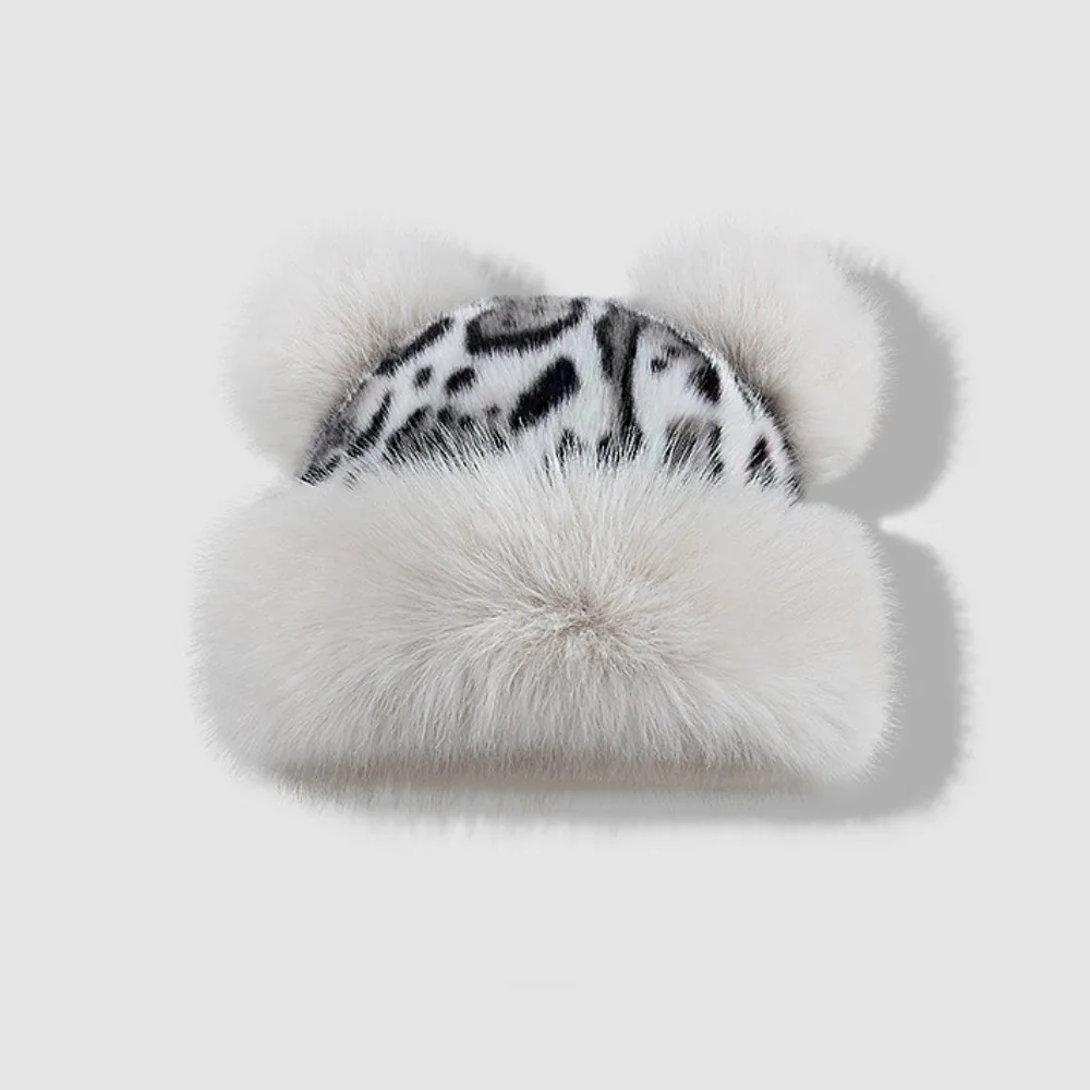 

Warm Cap Bear Ears Plush Hat Brimless Korean Style Mink Fur Fisherman Hat Imitation Mink Fur Windproof Plush Mongolian Hat