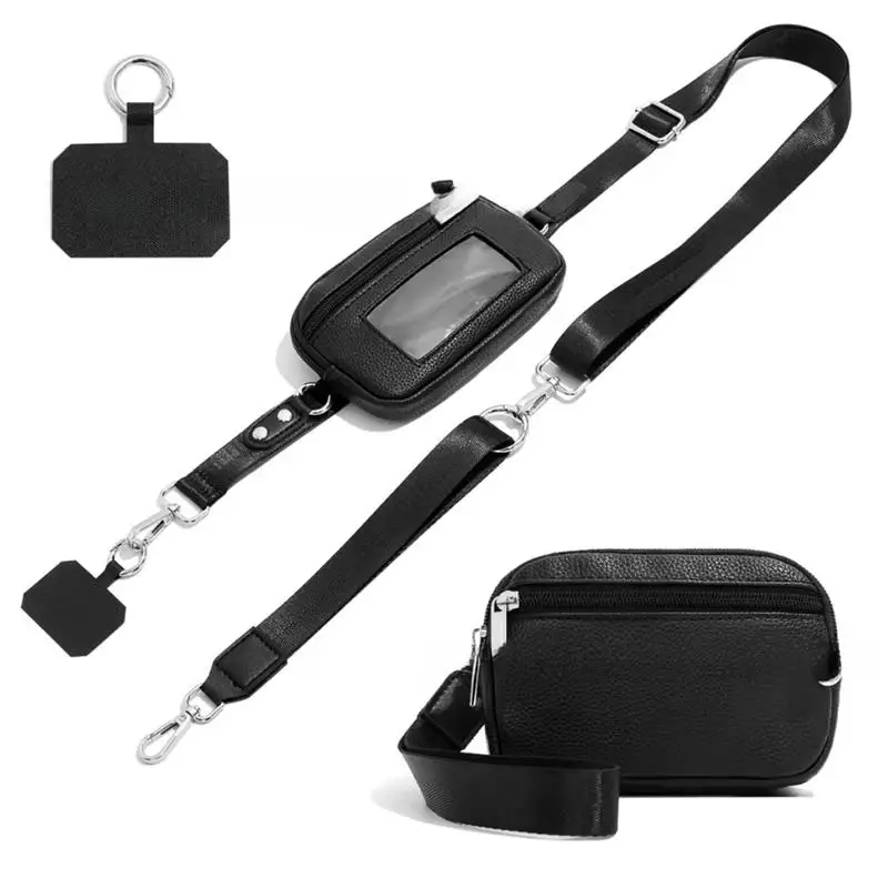 

Adjustable Mobile Phone Lanyard Crossbody Bag, Id Card Mobile Phone Storage Bag Solid Color Detachable Storage Bag