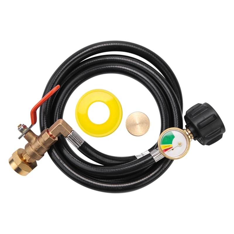 Connect The Gas Hose With Gauge And ON/Off Control Valve For 1LB Propane Gastank