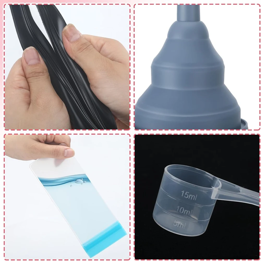 Protein Powder Travel Container Set Single Dose Reusable Powder Supplement Packets with Funnels,Spoons and Labels