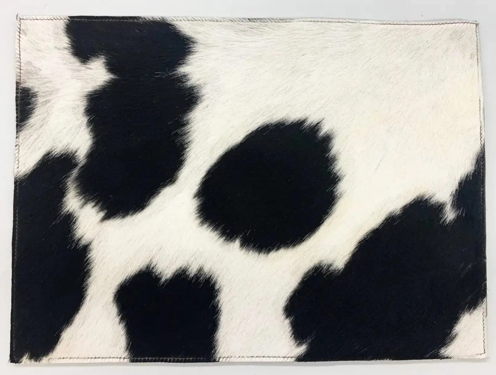 Cowhide Leather placemats 4 pcs Set Square 15.5in(L) X11in(W) (Black and White)