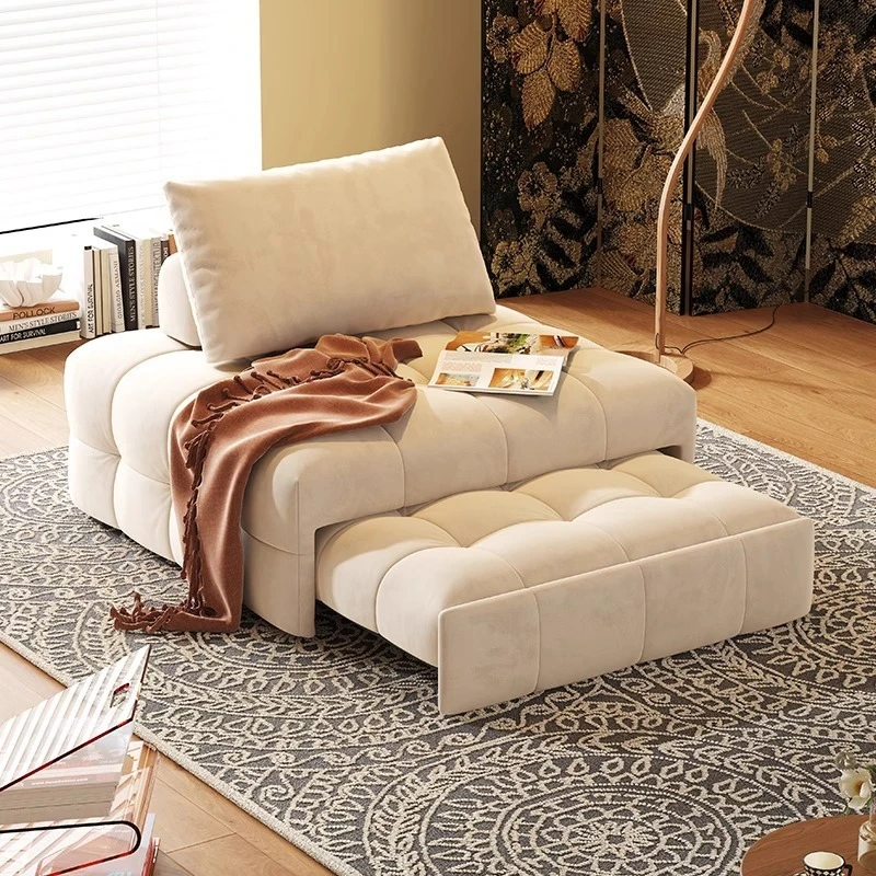 Modern Foldable Sofa Bed 2 1 Multi-functional Pull Extendable Wood Frame Chenille Upholstery Tight Back Straight Arm 3-Seater