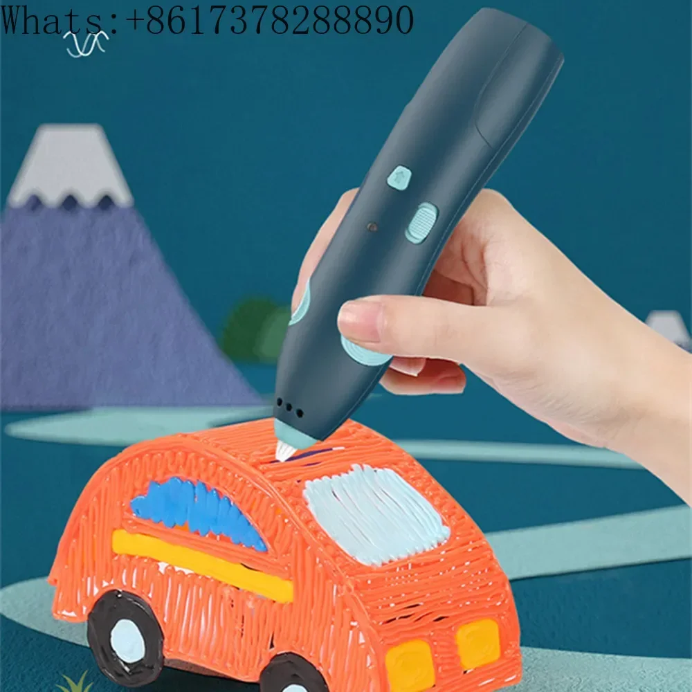 Non caldo Penna da stampa 3D Stereo per bambini senza fili Graffiti Vibrato a bassa temperatura Pittura per bambini Giocattolo intelligente per bambini Ricarica USB