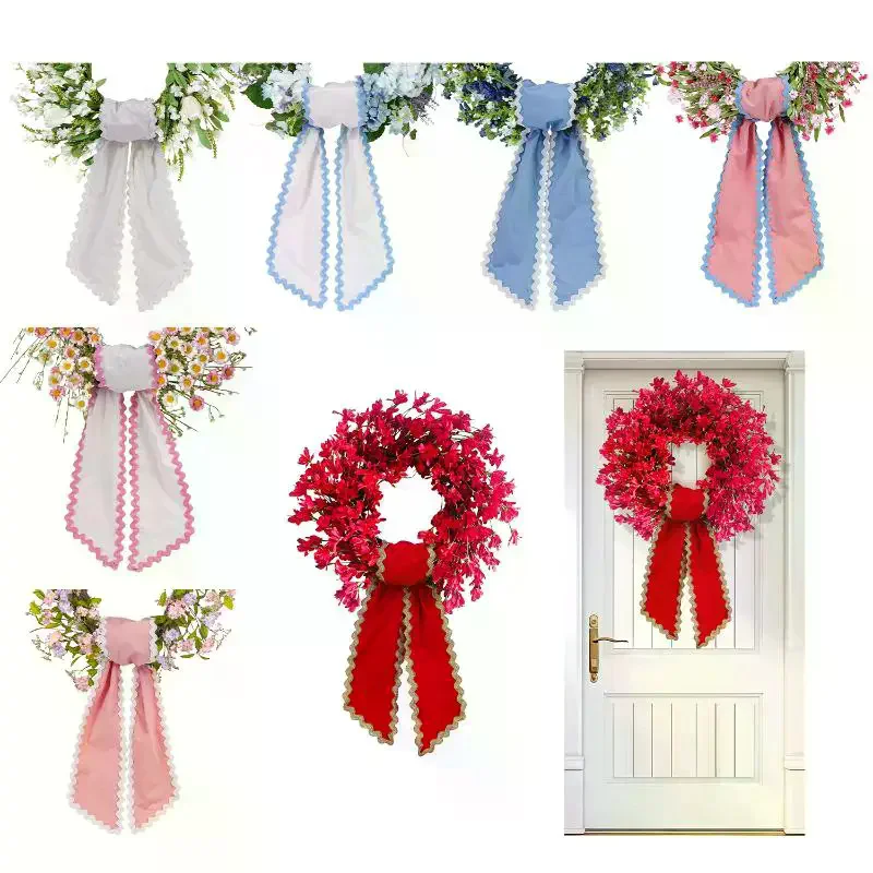 Easter Basket Bows Gingham Canvas Wreath Sashes Tear-resistant for Baby Door Home Festival Decoration