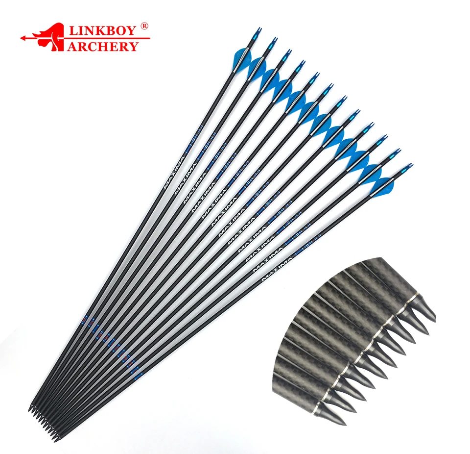 12pcs Archery 3K Weave 100% Carbon Arrow Sp400 500 32