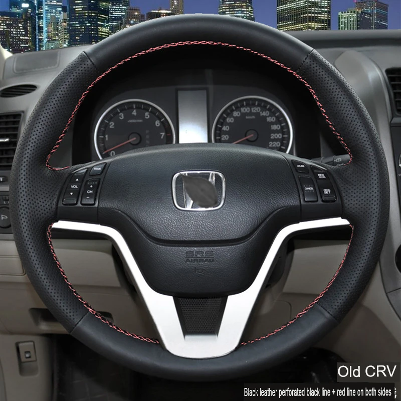Customized Hand-sewn Car Steering Wheel Cover Braid Black Microfiber Leather for Honda CR-V CRV 2007 2008 2009 2010 2011