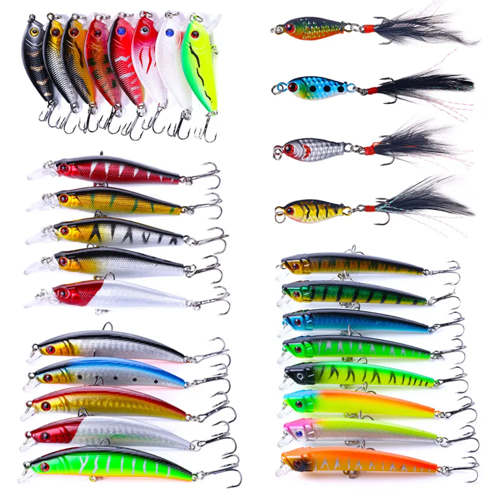 

Набор рыболовных приманок, 30 шт., 2,5-9,5 см, жесткая приманка Minnow VIB Popper для окуня, щуки, форели, окуня, судака, 3D глаза, искусственные воблеры, снасти