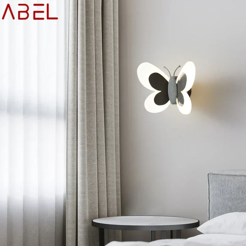 ABEL Indoor Black Brass Butterfly Sconce Light LED 3 Colors Lifelike Creative Wall Lamp for Bed Living Room Decor