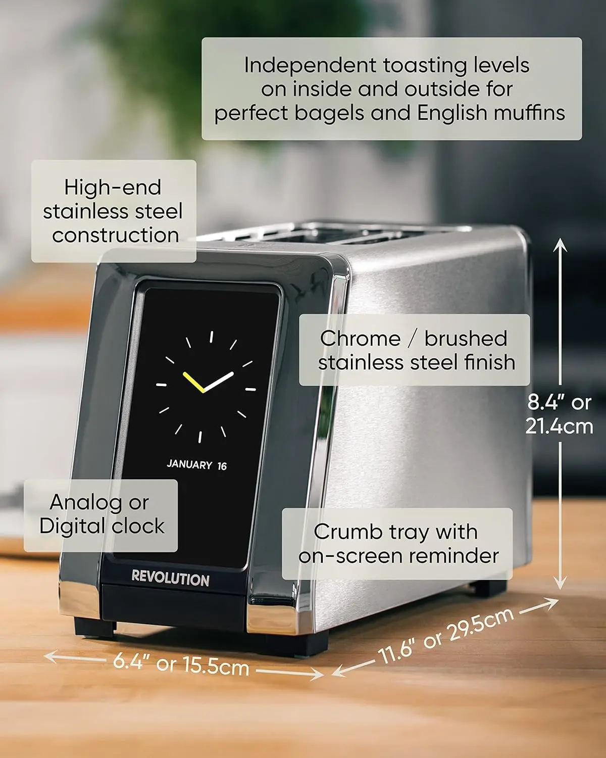 Torradeira Touchscreen Inteligente 2-Slice, R180S, Tecnologia Patenteada InstaGLO, Modo Panini