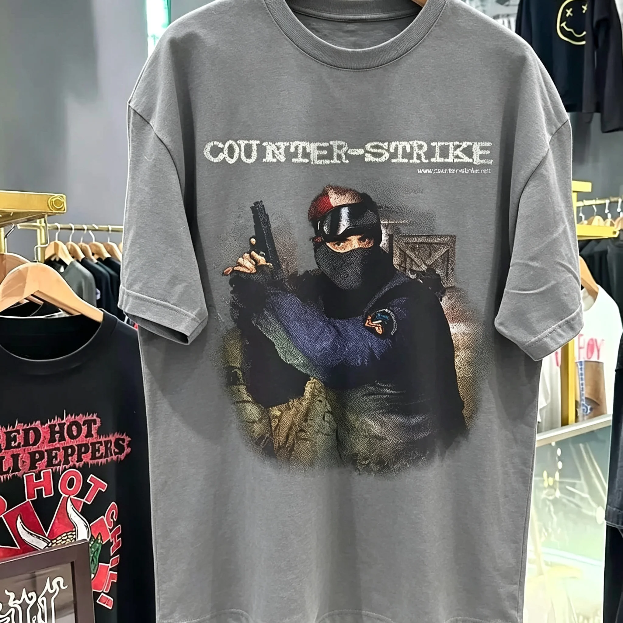 Herren Counter Strike 1.6 1999 Retro Gaming T-Shirt CS Gaming T-Shirt Rundhals Freizeitkleidung Reine Baumwolle Paar Streetwear Shirt – Detail 12