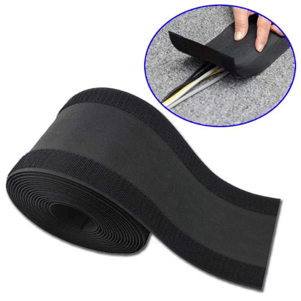 3 Meter Floor Cable Cover Soft Fasten Tape Reusable Black Keep Neat Cuttable Carpet Wire Organizer Carpet Wire Cover