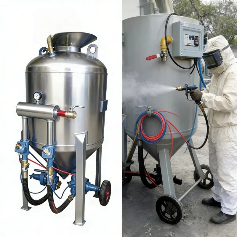 

High Pressure Portable Sandblaster Machine with Air Compressor Connection Metal Rust Removal and Concrete Cleaning Customized