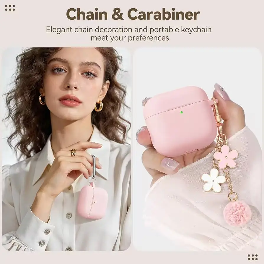 Silicone Earphone Case for Airpods Pro 3/Pro 2/Pro Case with Cleaner Kit for Airpods 4/3/2/1 Protective Cover with Flower Chain view 3