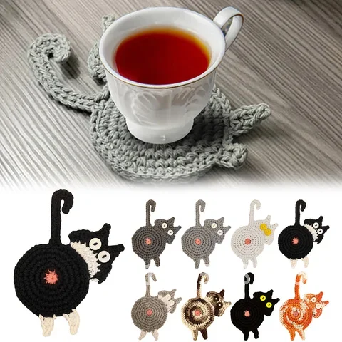 

Cat Butt Coaster Durable Tea Coffee Cup Coaster Placemats Heat Resistant Coasters Bowl Pad Table Mat Home Decoration posavasos