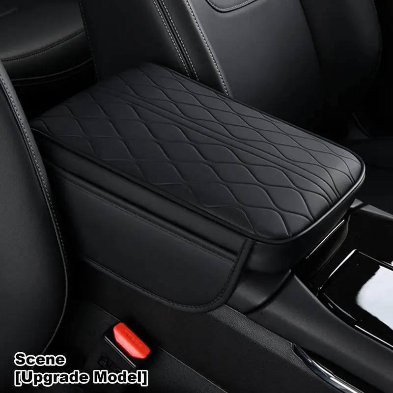 Car Armrest Pad Car Armrest Pad Waterproof Leather With Storage Pockets 2 In 1 Automotive Elbow Rest Box Cover For Comfortable