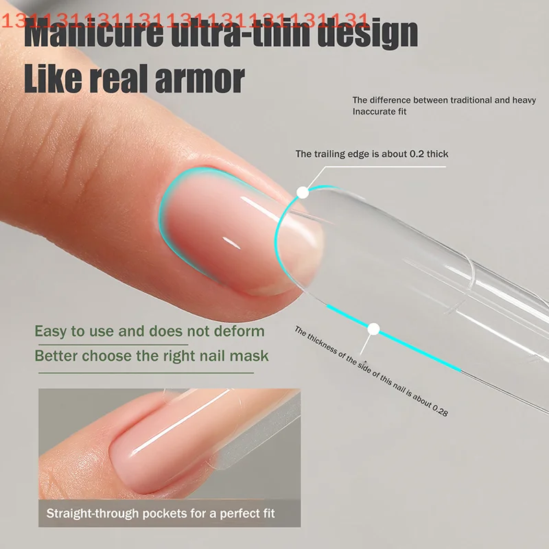 Reusable Dual Nail Form Mold, Full Cover Mold, Clear Nail Art Extension, Shaping Tool, Coffin Almond, 140Pcs