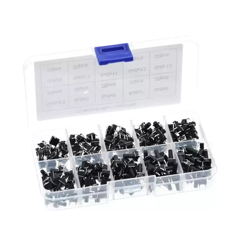 10 Values 6×6mm Vertical Tactile Push Button Switch Assorted Kit 100PCS/200PCS Momentary Micro Switch for Household Appliance Re