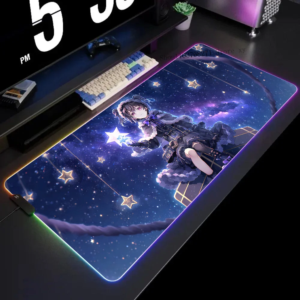 

Anime Girl Stars Mousepad XXL RGB Gaming Mouse Pads HD Black Gamer Accessories Large LED