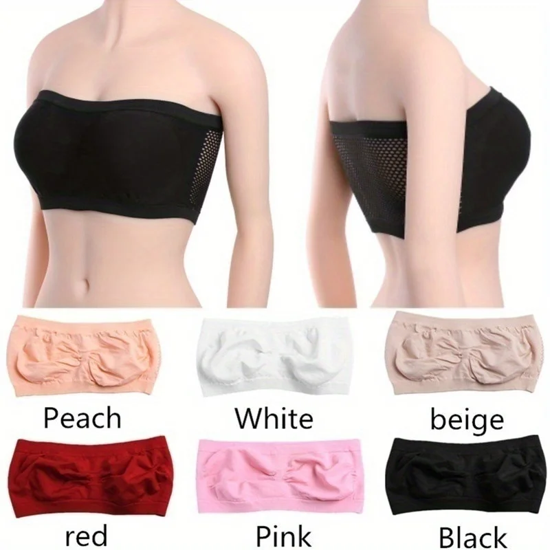 Women’s Strapless Bandeau Bra Soft Stretch Breathable Seamless Mesh No Underwire Comfortable Summer Everyday & Formal Wear image 2