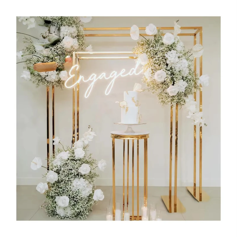 Artificial Flower Arch Metal Stand Wedding Backdrops Prop Decoration Welcome Door Frame Birthday Party Balloon Lace Display Rack