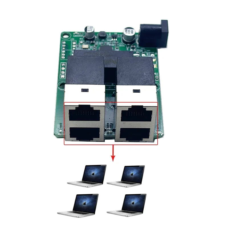 Fast switch mini 4 port ethernet switch 10 / 100mbps rj45 network switch hub pcb module board for system integration module