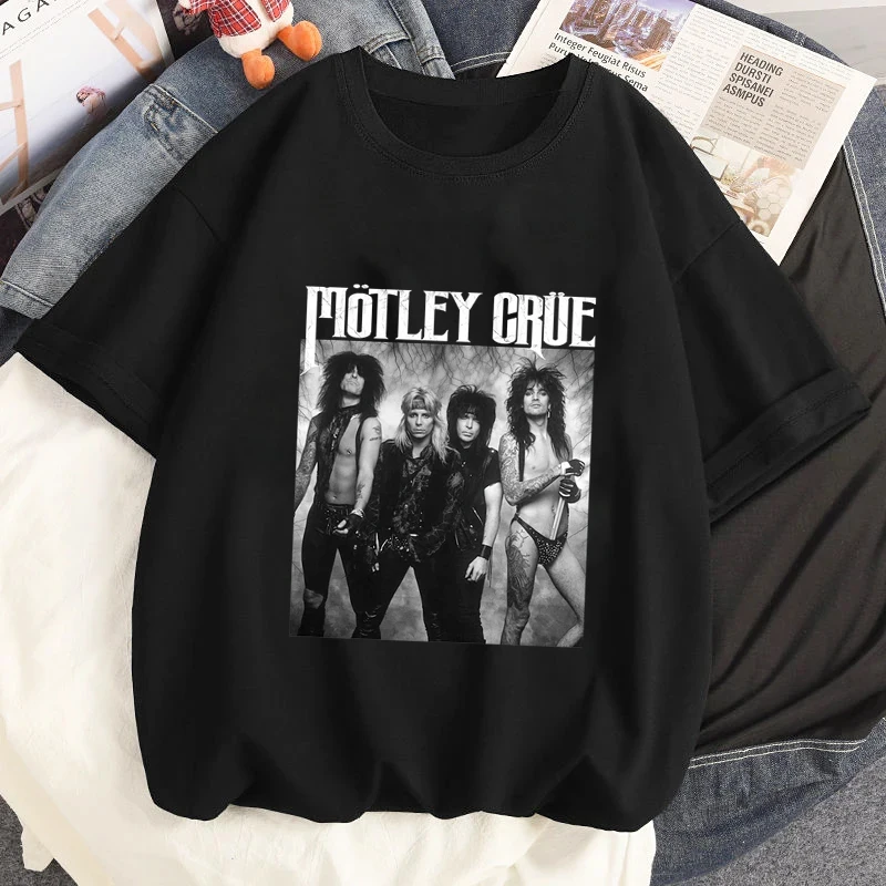 Motley Band Goth Clothes Crue Hard Rock Alphabet T-shirt Men Harajuku Streetwear Tops Summer Women Casual Short Sleeves Tshirt