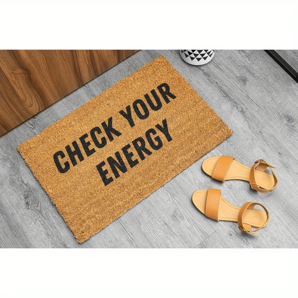 Check Your Energy Anti-Slip Floor Mat: Bold Design, Adds Humor, Positivity, and a Touch of Motivation to Your Home Decor