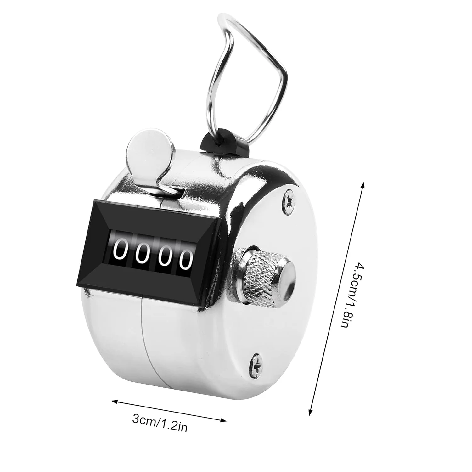 Hand Counter Four-Digit Counter with Hanging Rope Silver Counter Click Counter Handheld Click Counter Digital Counting