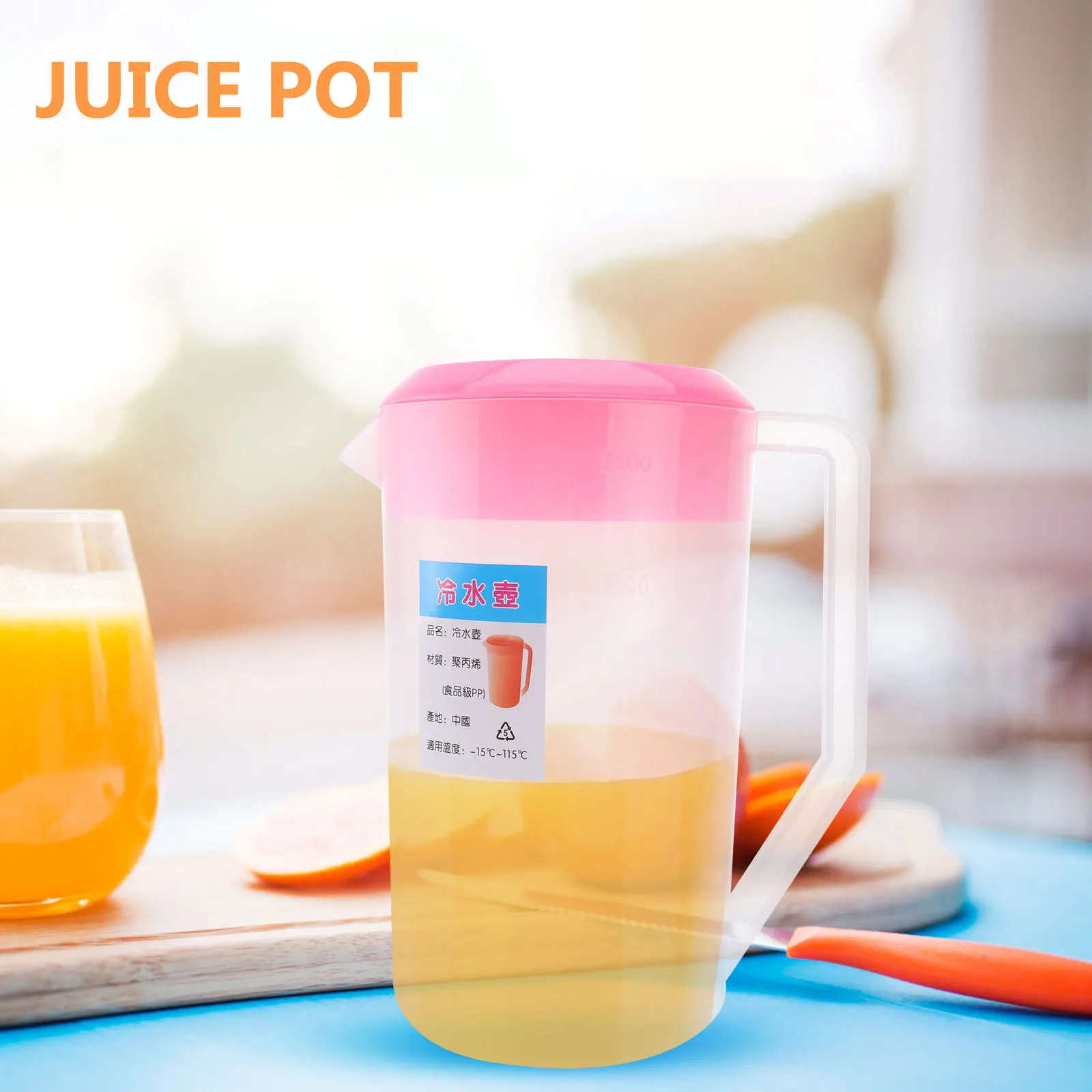 

Cold Water Kettle Plastic Measuring Kettle 2500Ml Heat Resistant Juice Pitcher Lid Large Capacity Beverage Container Home Party