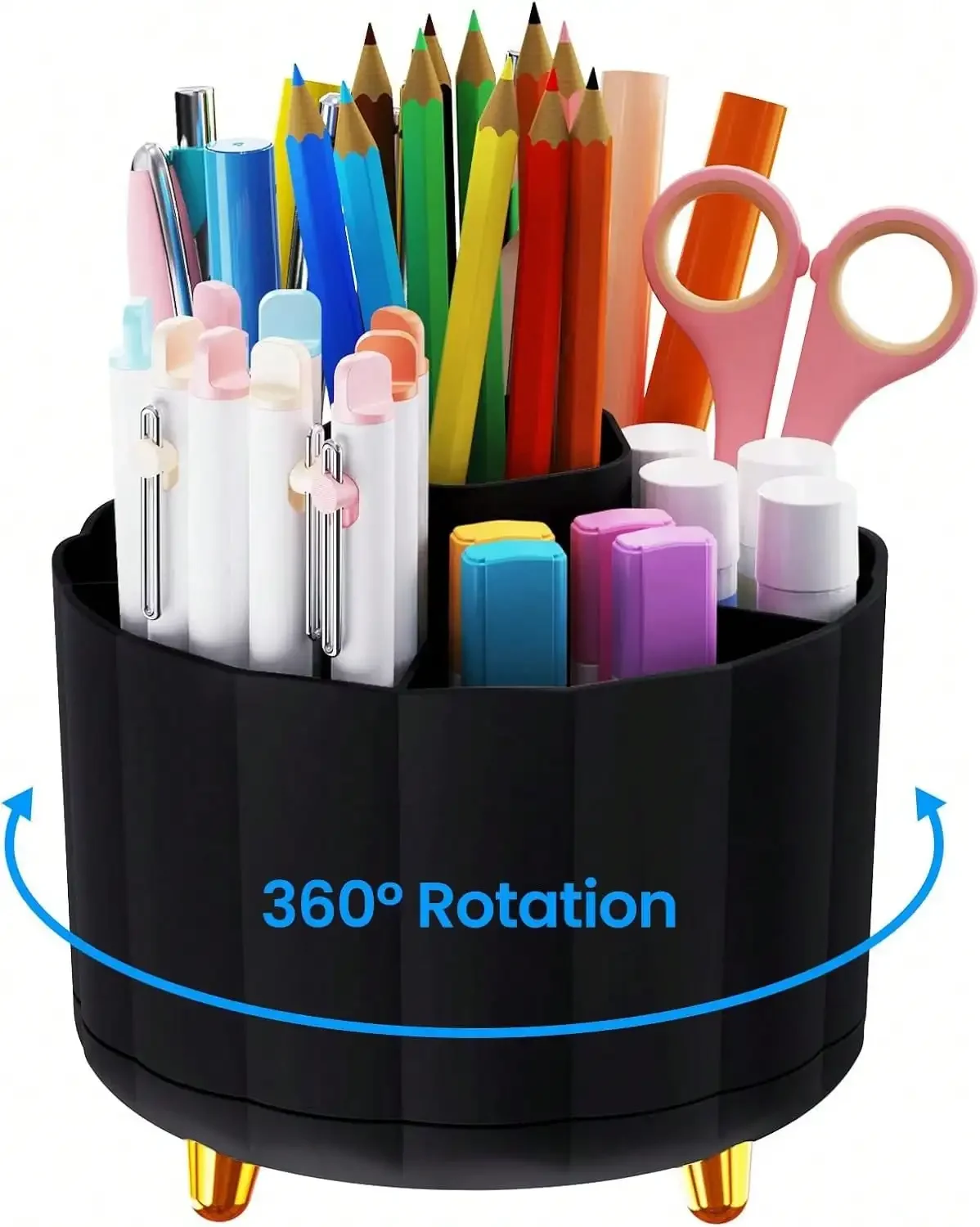 2026 Pencil Holder For Desk 360 Rotating, Pen Holder For Desk Or Classroom, Pencil Cup &Amp; Pen Organizer, Rotating Caddy, Makeup Brush Holders With 6 Slots, Black, Perfect gift