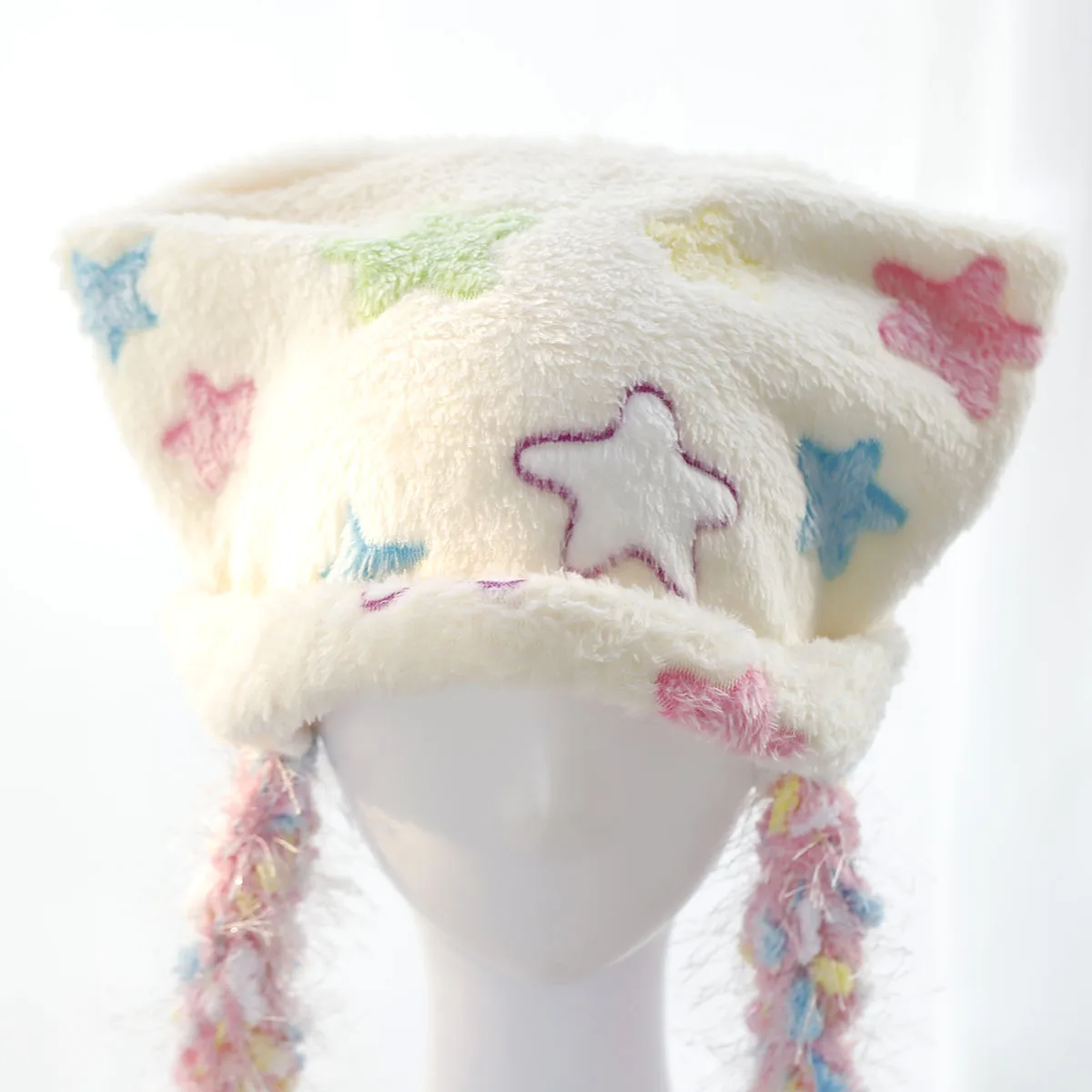 star Scarf hat set Big caps Candy colored wool hat faux fur ear hat skiing cap Big hat Korean hat y2k warm hat Thick gentle hat