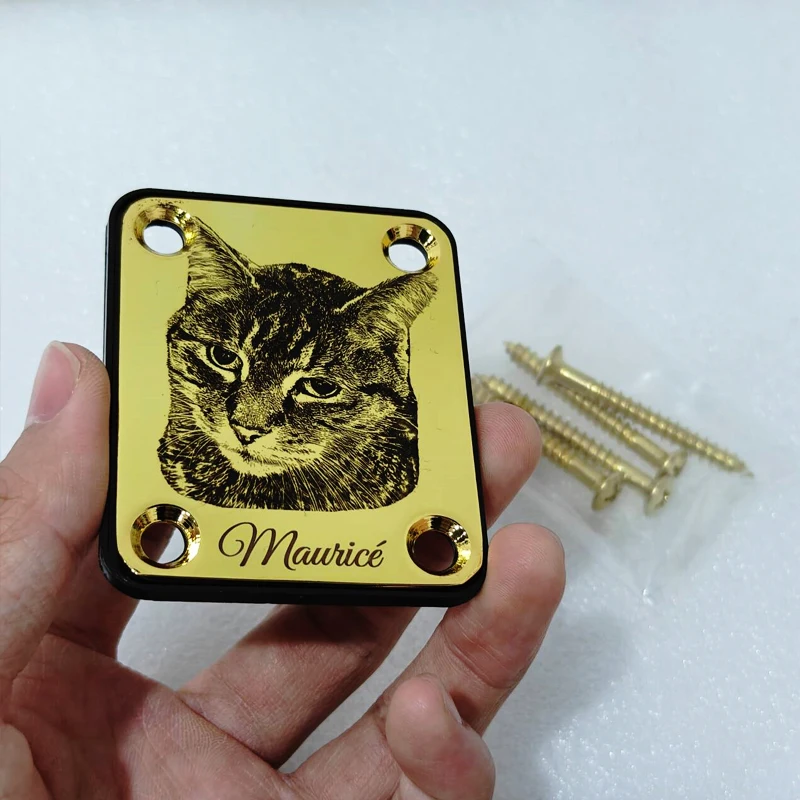 1set Custom Logo/Photo/Text Electric Guitar Reinforcement Plate Personalized Electric Guitar Neck Connecting Strengthen Plate