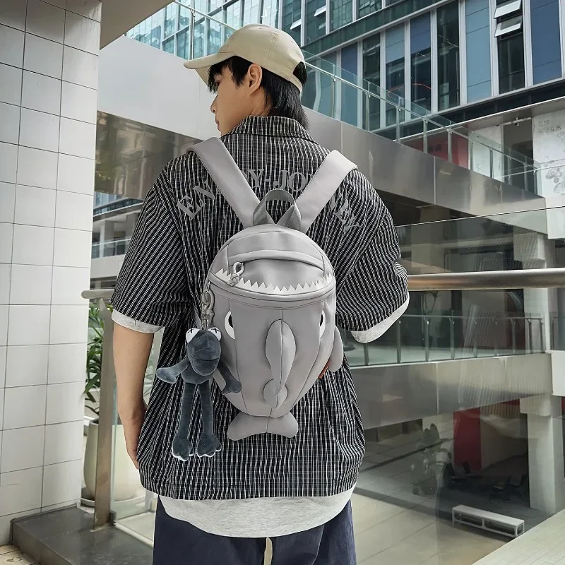 3D Shark Shape Backpack Creative Funny Cartoon Travel School Bag Large Capacity Casual Daypack for Boys Girls Students