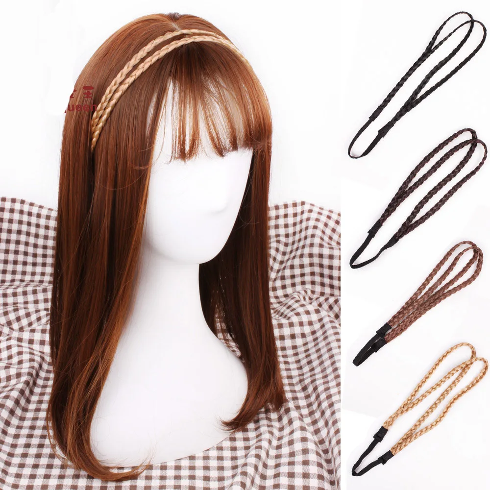 European and American fashion hair accessories personality double elastic twist braided wig braid headband hairband