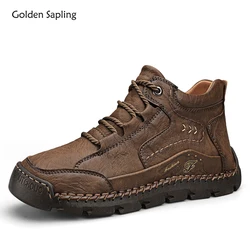 Golden Sapling Ankle Boots Men Retro Leather Shoes Fashion Men's Winter Boots Leisure Outdoor Trekking Footwear Casual Work Shoe