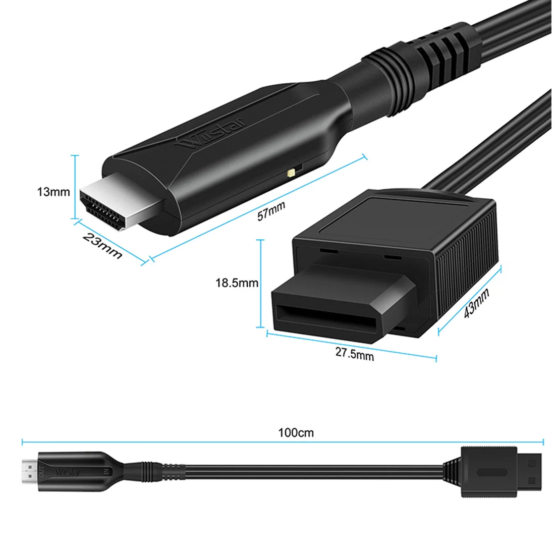 WIISTAR WII para cabo conversor compatível com HDMI, compatível com HDMI para adaptador de monitor HDTV, compatível com HDMI