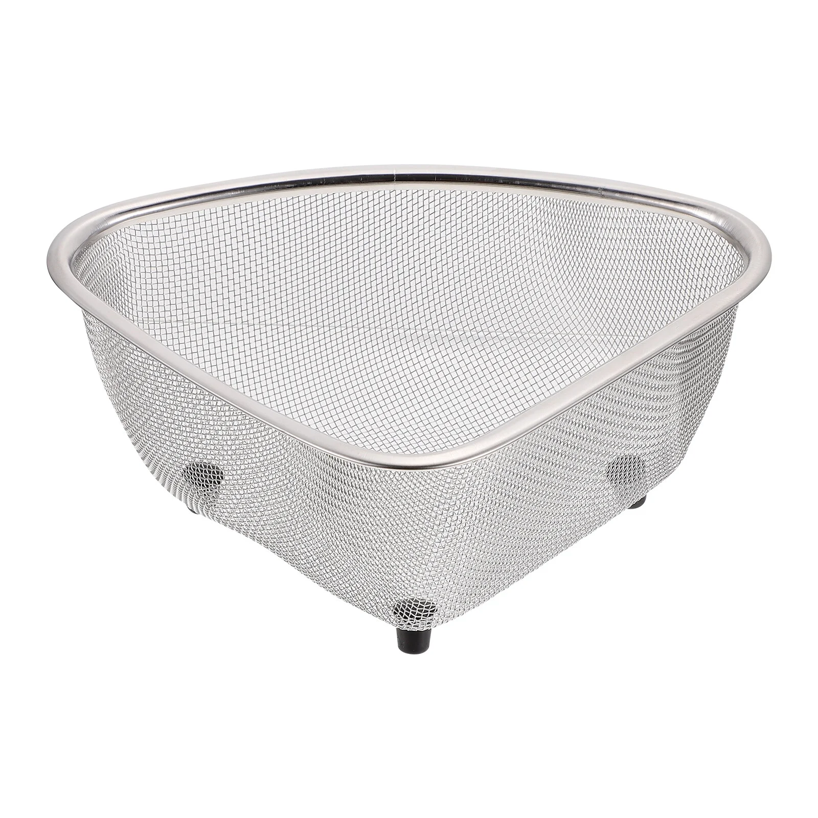 Triangular Trash Basket Vegetable Washing Dish Drying Rack Fine Mesh Strainer Fruit Sink Corner Stainless Steel Holder