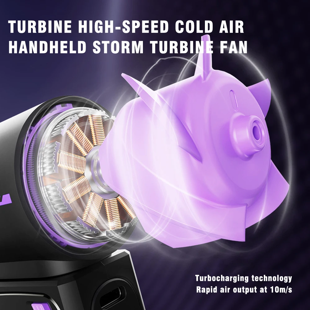 New High-speed Turbine Small Wind Gun Portable Digital Display Handheld Fan USB Charging Home Outdoor Travel Mini Fan Power Tool