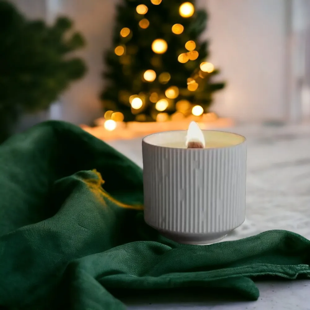 Household ceramic striped bedroom room Christmas smokeless aromatherapy essential oil wood core candle candle candle wholesale