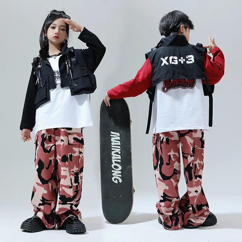 Tarnhose Hemd Kinder Hip Hop Tanz kleidung Jazz Ballsaal Kostüme für Mädchen Jungen Tanz kleidung Street Dance Wear Outfit