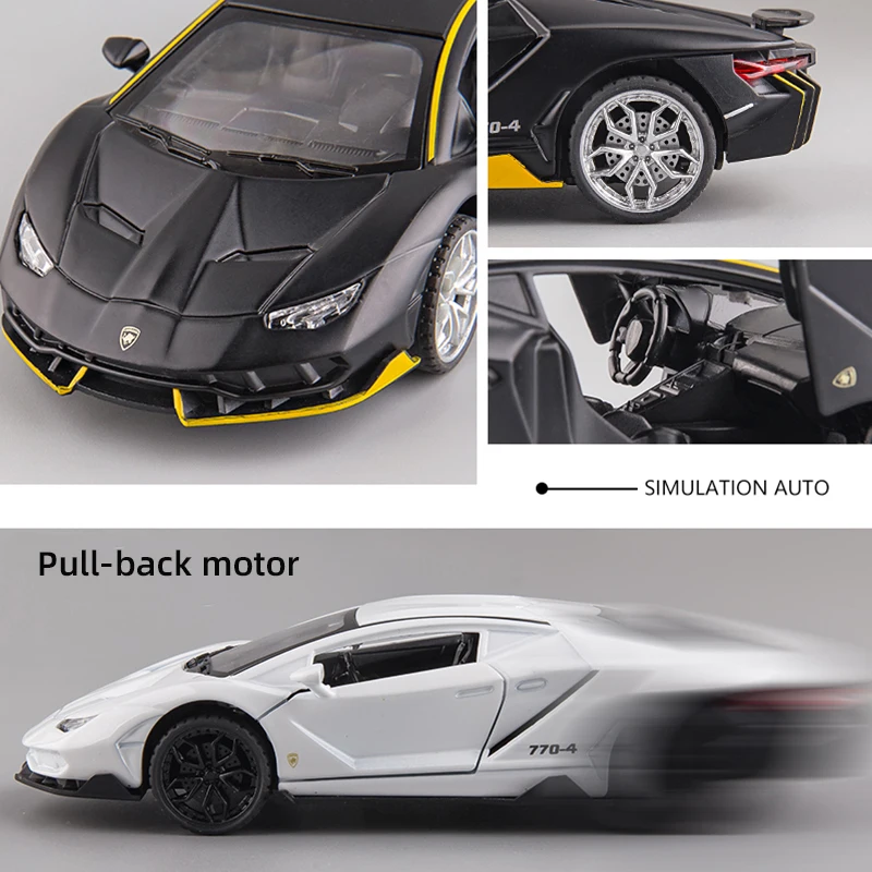 1:32 Centenario LP770 Alloy Sports Car Model Diecast Metal Toy Vehicles Car Collection High Simulation Sound Light Children Gift