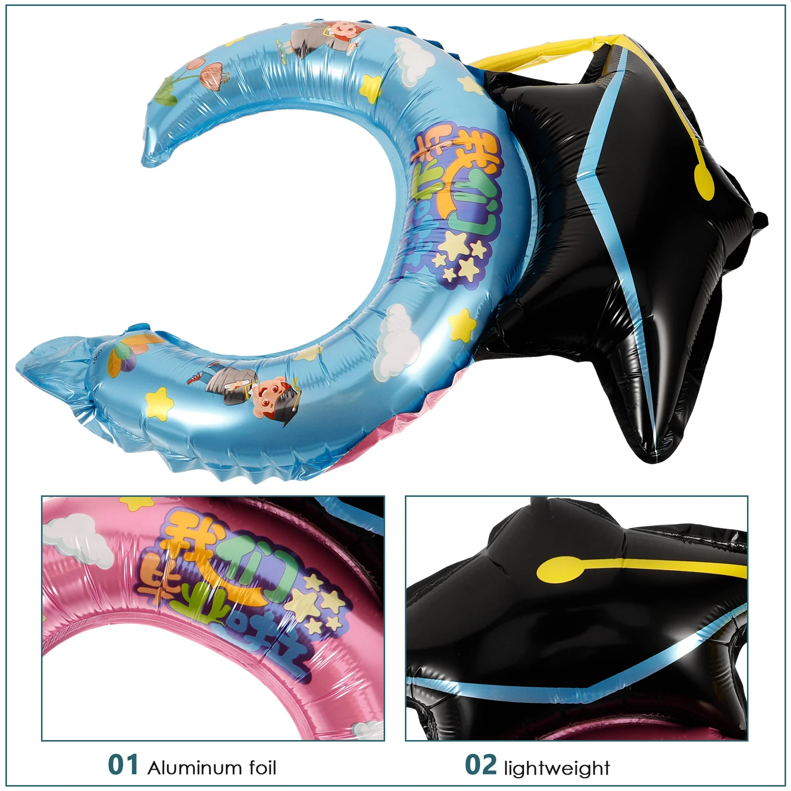 

50Pcs Graduation Inflatable Headbands Decorative Foil Balloon Party Favor Photo Prop Headband Inflatable Headbands Graduation