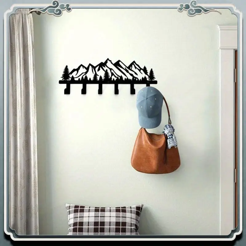 AC76-مجموعة خطافات جدارية معدنية من المدى الجبلي-مقاومة للصدأ على الطراز المعاصر شماعات ملابس حاملات مفاتيح رفوف المناشف #5