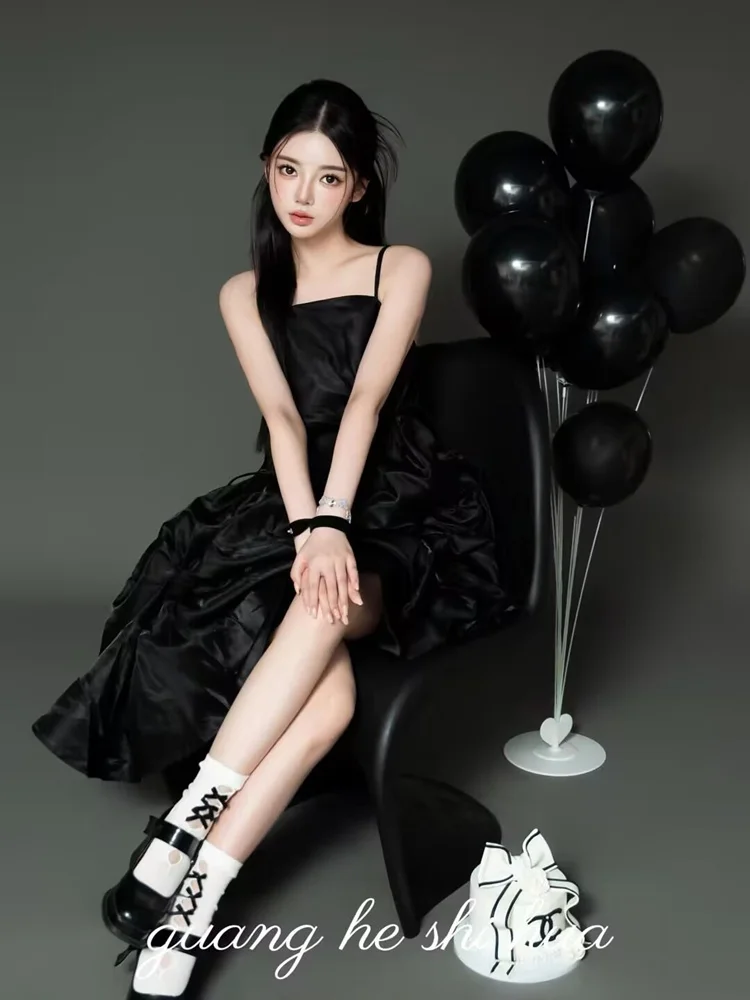 

Новое поступление 2026: Простое платье на бретельках для девочек в корейском стиле, для фотосессий в студии, в стиле принцессы, модное женское платье