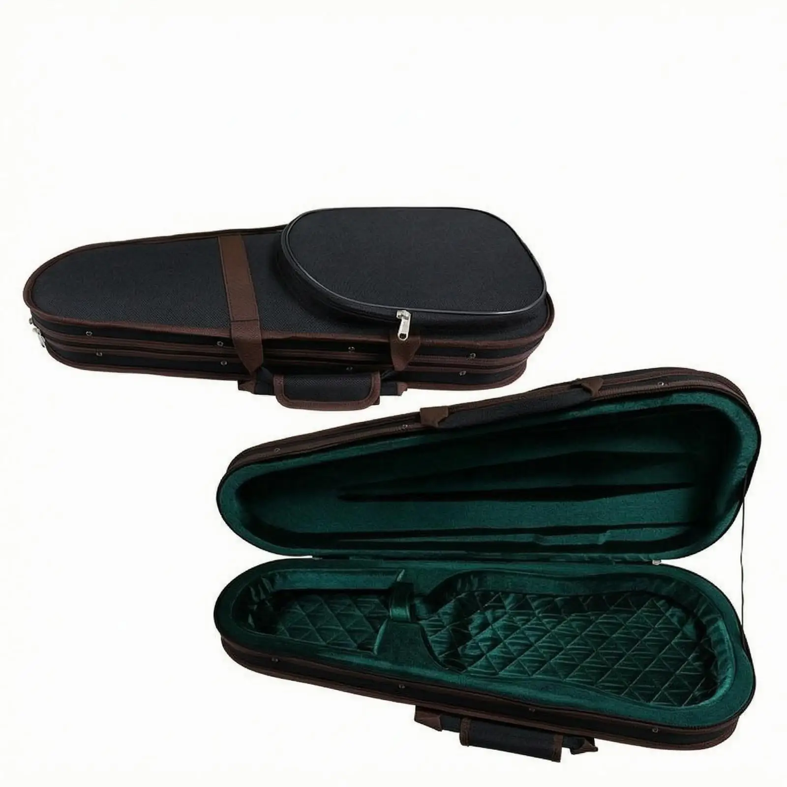 Estuche para Violín 4/4, Resistente a la Presión, Color Negro con Detalles Marrones, Forro Verde Suave, Bolsa de Almacenamiento para Lecciones