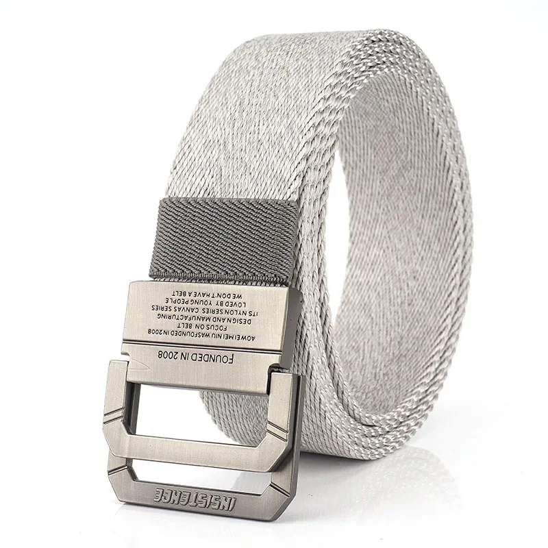Double Loop Buckle Nylon Belt Woven Belt Versatile Casual Jeans Pant Belt for Men and Women
